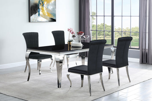 Carone 5-piece 81" Rectangular Black Glass Dining Set Black