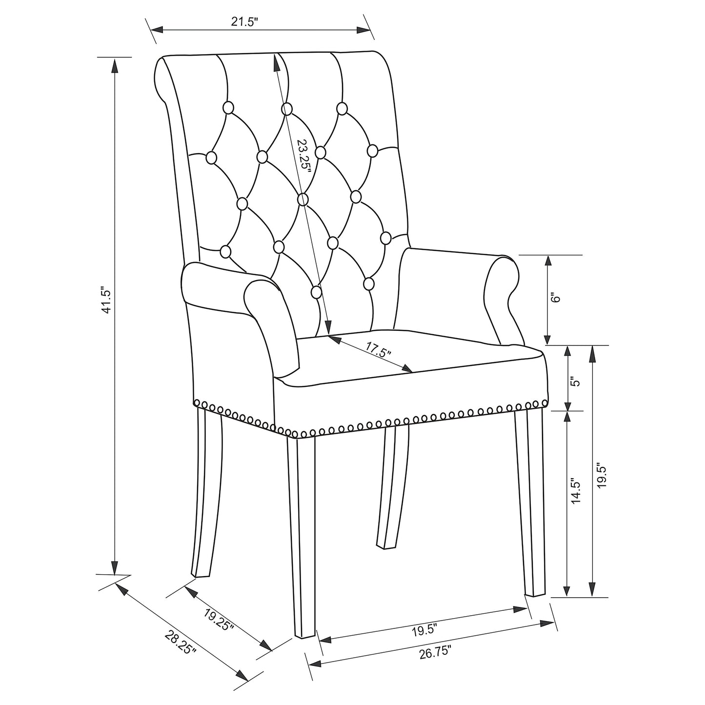 Alana Fabric Upholstered Dining Arm Chair Grey