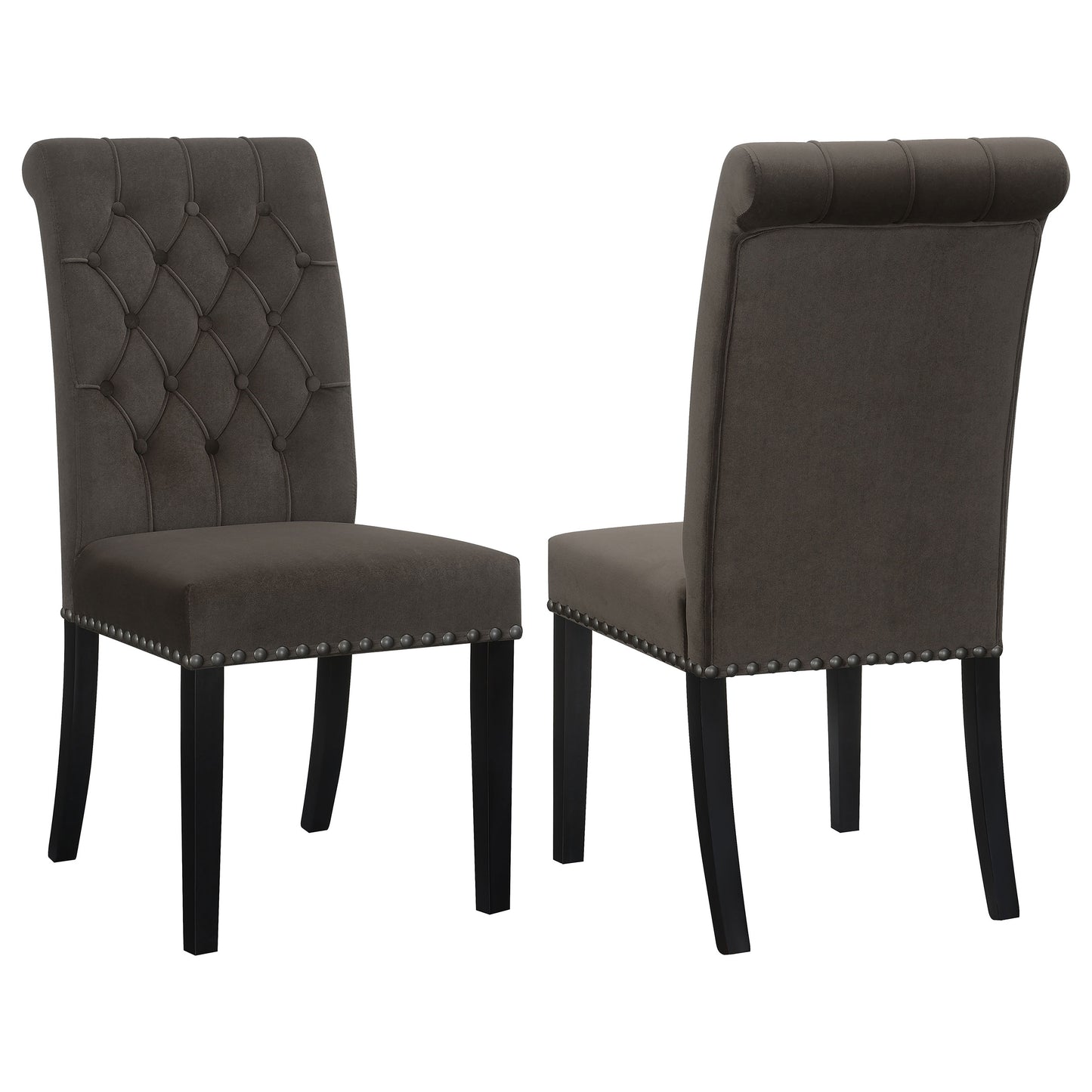 Alana Velvet Upholstered Dining Side Chair Brown (Set of 2)