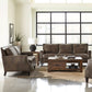 Leaton 2-piece Upholstered Recessed Arm Sofa Set Brown Sugar