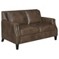 Leaton 2-piece Upholstered Recessed Arm Sofa Set Brown Sugar