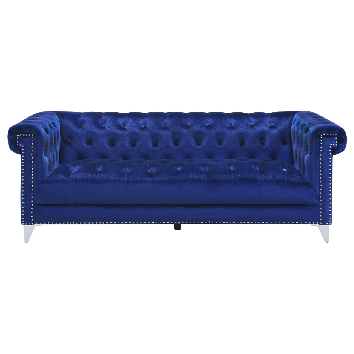 Bleker 2-piece Upholstered Tuxedo Arm Tufted Sofa Set Blue