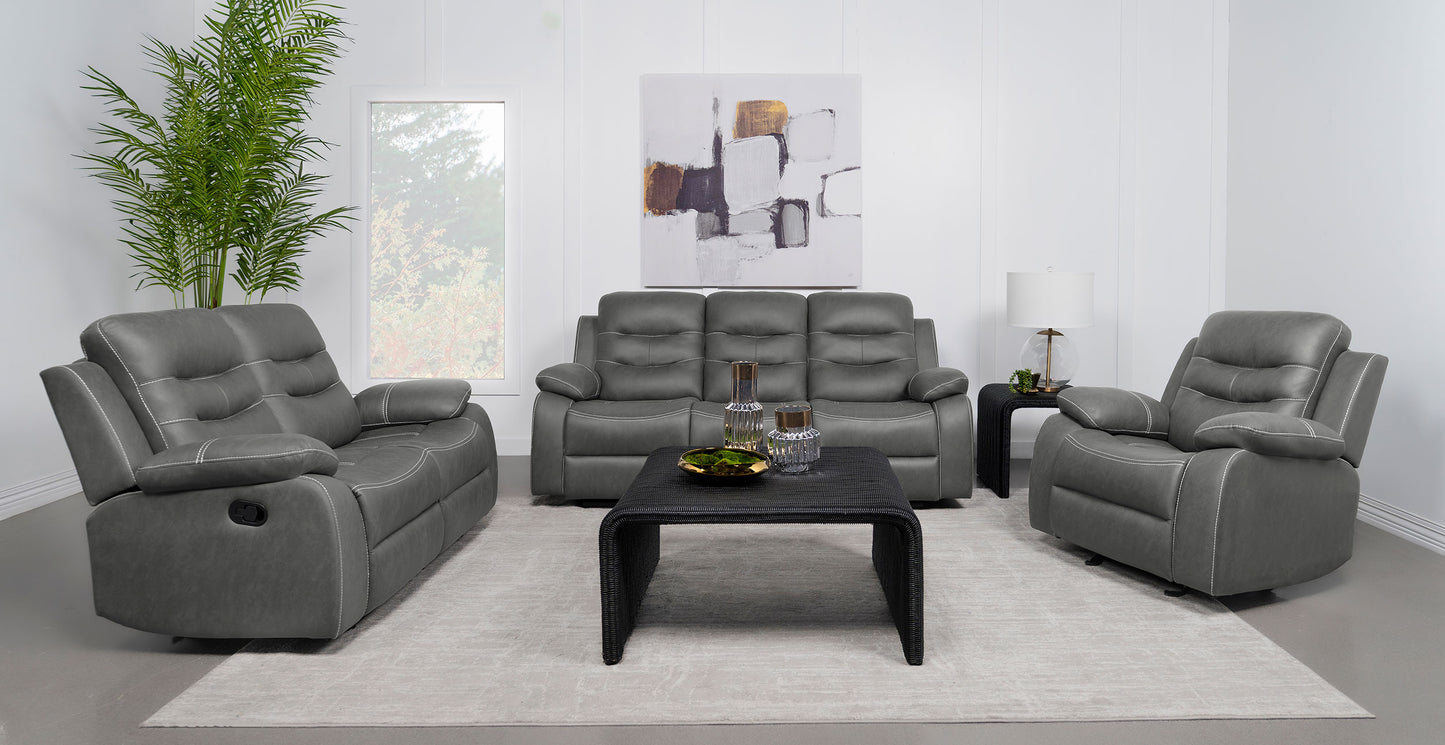 Nova 3-piece Upholstered Padded Arm Sofa Set Dark Grey