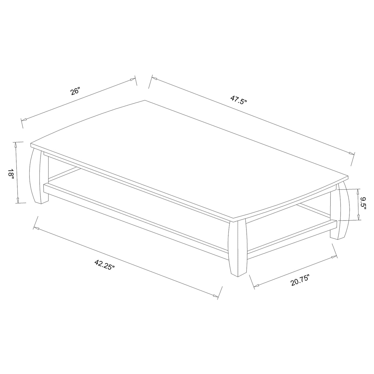 Dixon 1-shelf Rectangular Wood Coffee Table Espresso