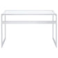 Hartford 47-inch Glass Top Writing Desk Chrome