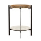 Adhvik Round Side Table with Marble Shelf Natural and Black