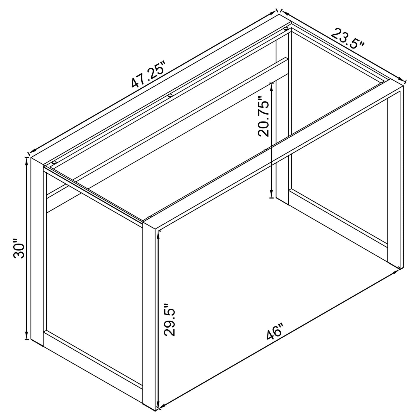 Hartford 47-inch Glass Top Writing Desk Chrome