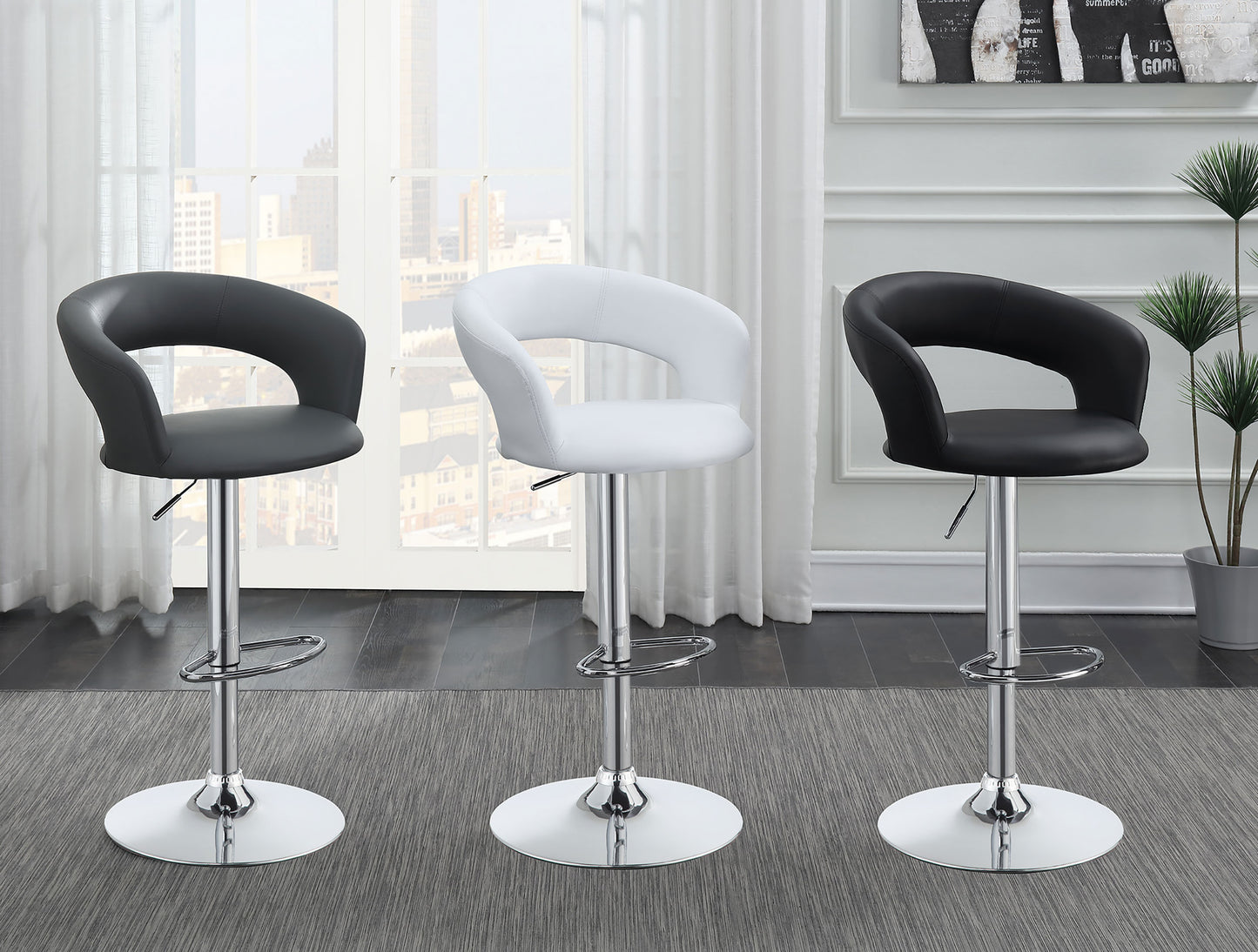 Barraza 29-inch Adjustable Height Bar Stool White and Chrome