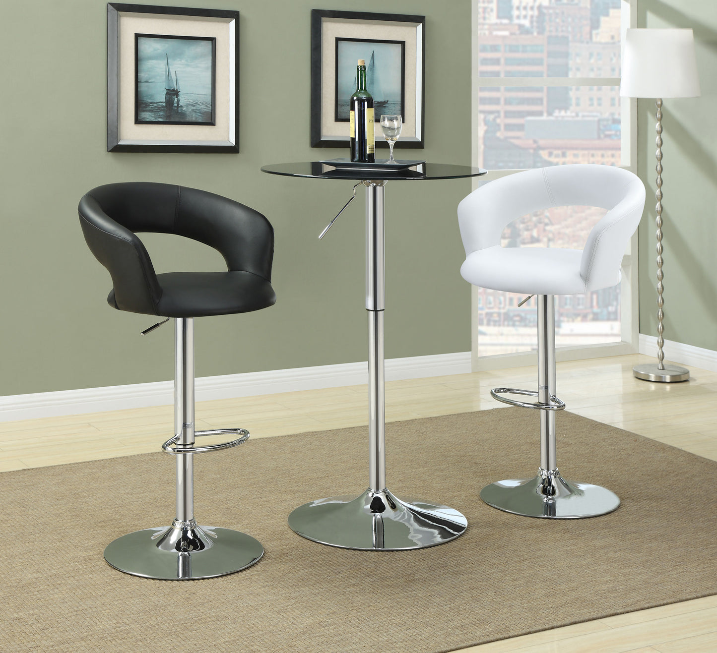 Barraza 29-inch Adjustable Height Bar Stool White and Chrome