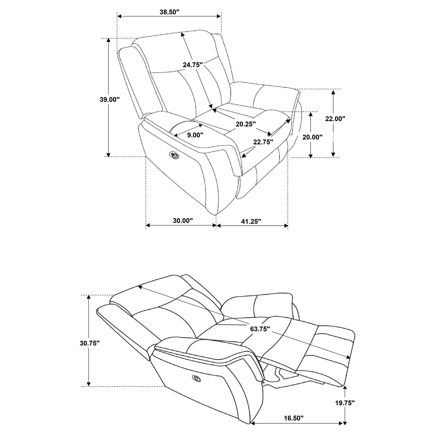 Lawrence 3-piece Upholstered Reclining Sofa Set Charcoal