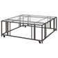 Adri Square Glass Top Coffee Table with Casters Black Nickel