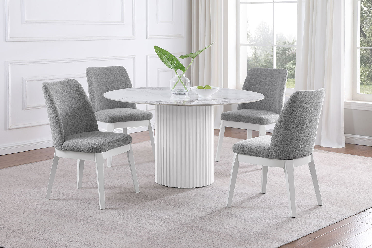 Acadia Round 53-inch Sintered Stone Top Dining Table White