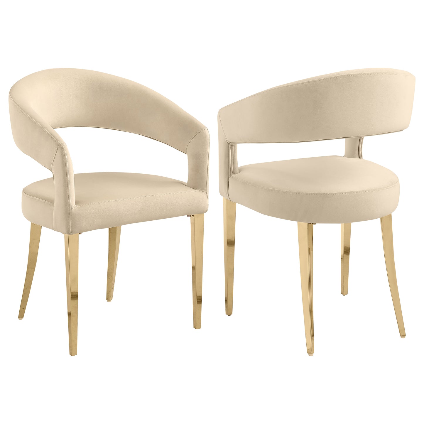 Galiano Velvet Upholstered Dining Arm Chair Beige Set of 2 Charlotte s Furniture and Fashion