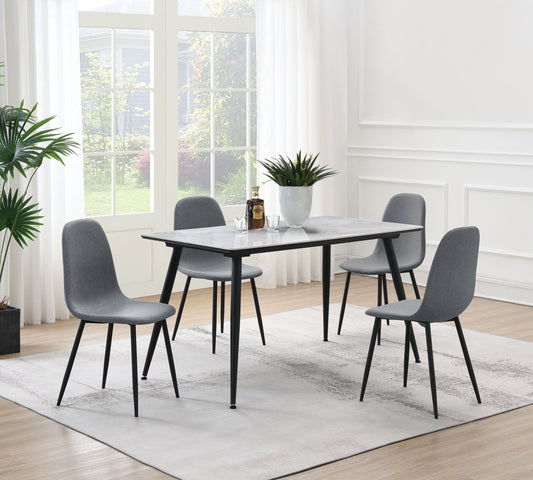 Dennison 5-piece Rectangular Dining Table Set Grey