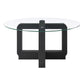 Acklin Round Clear Glass Top Coffee Table Black