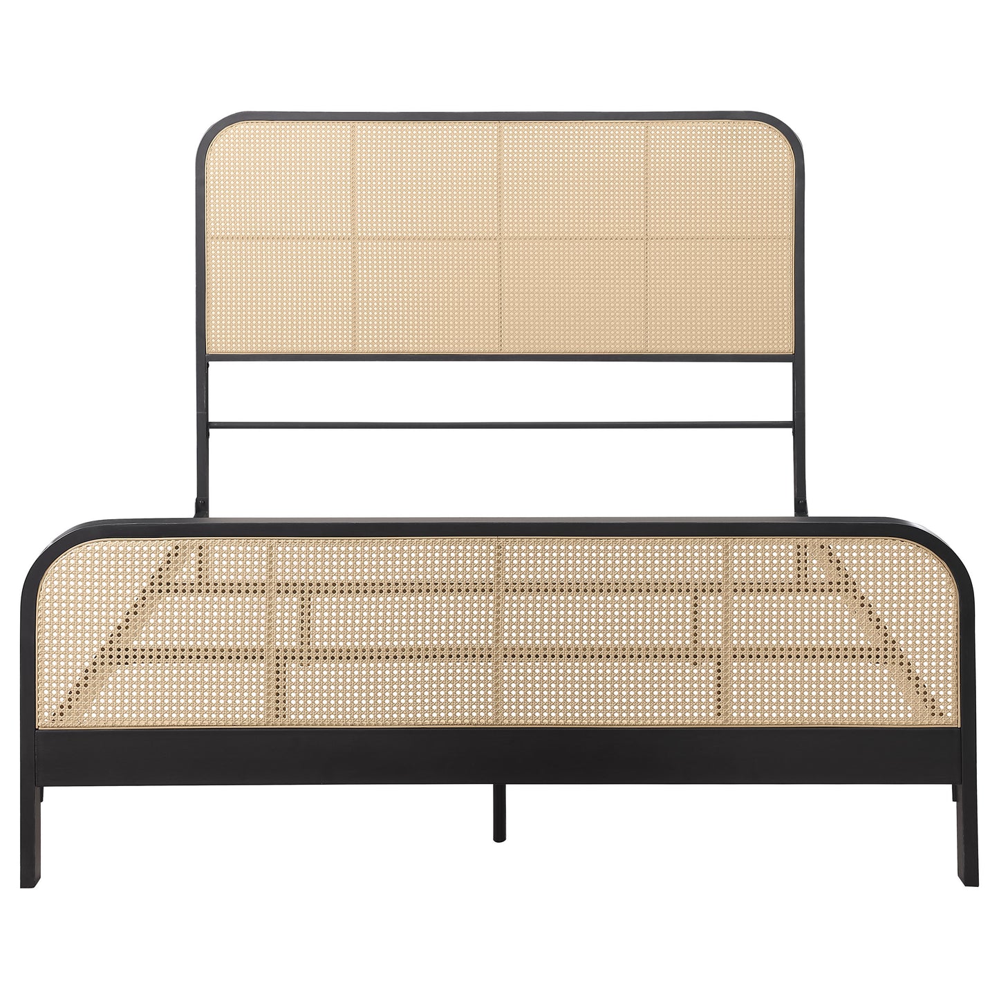 Lanewood Open Cane Webbing Metal Queen Bed Black