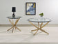 Brooke Round Glass Top Side End Table Metal Base Brass