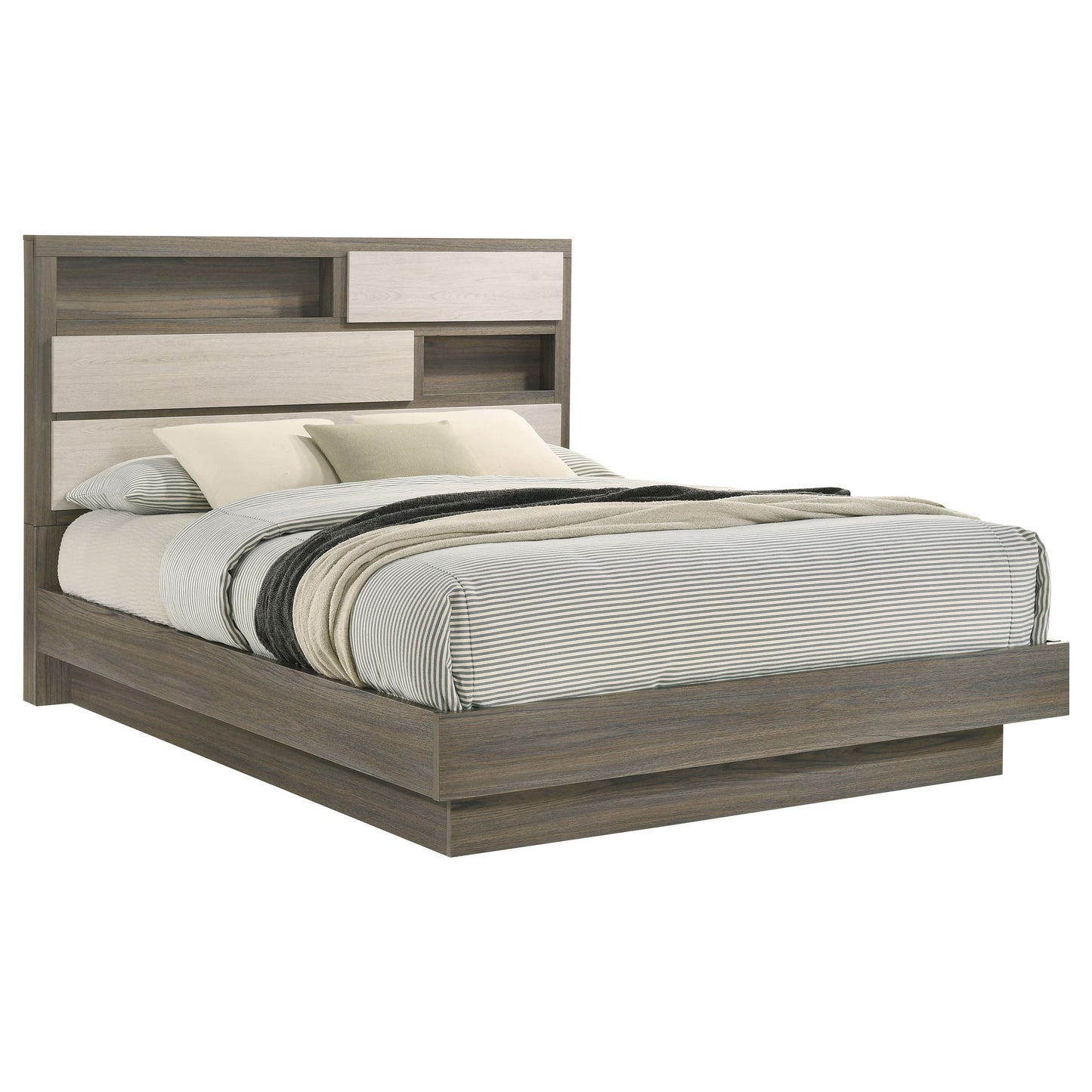 Fenwick California King Bed Bookcase Headboard Grey Oak