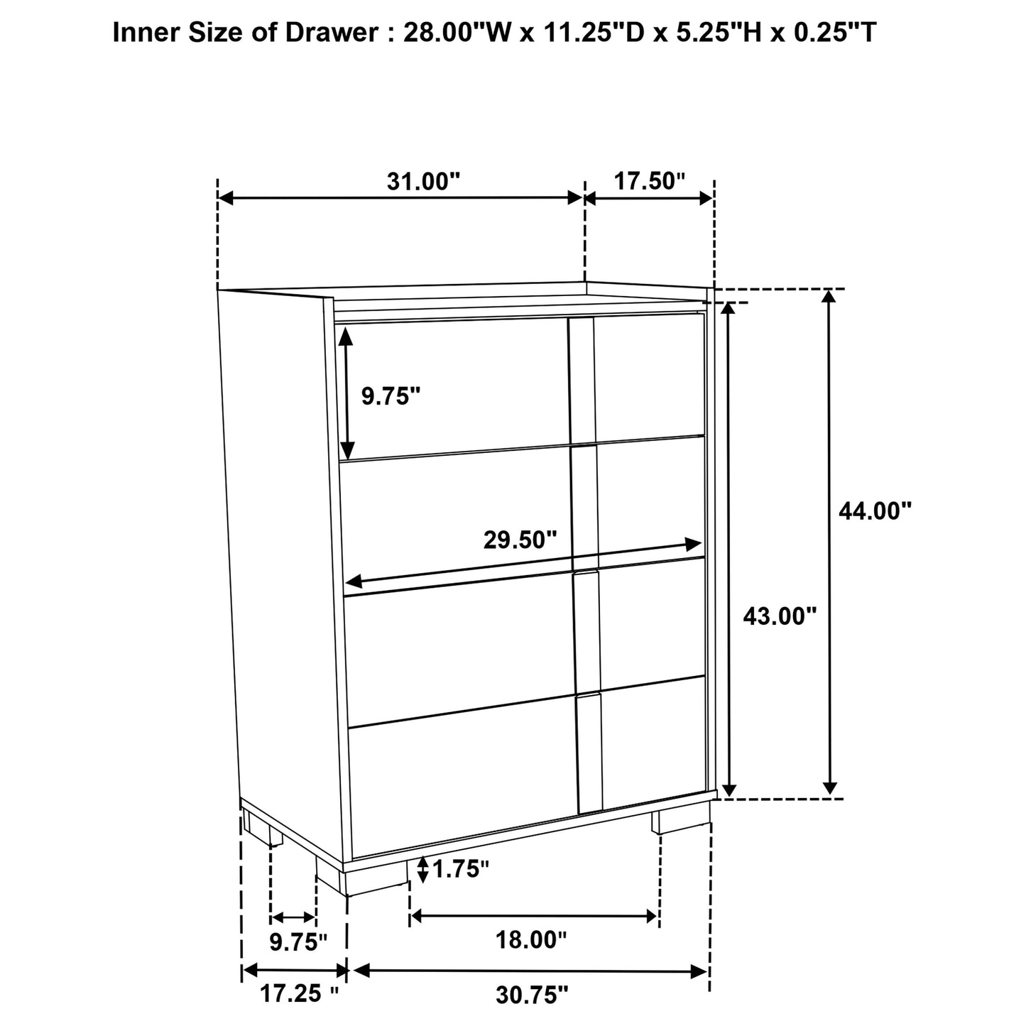 Hyland 4-drawer Chest of Drawers Natural