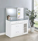 Flora 2-drawer Vanity Table Set LED Mirror and Stool White High Gloss