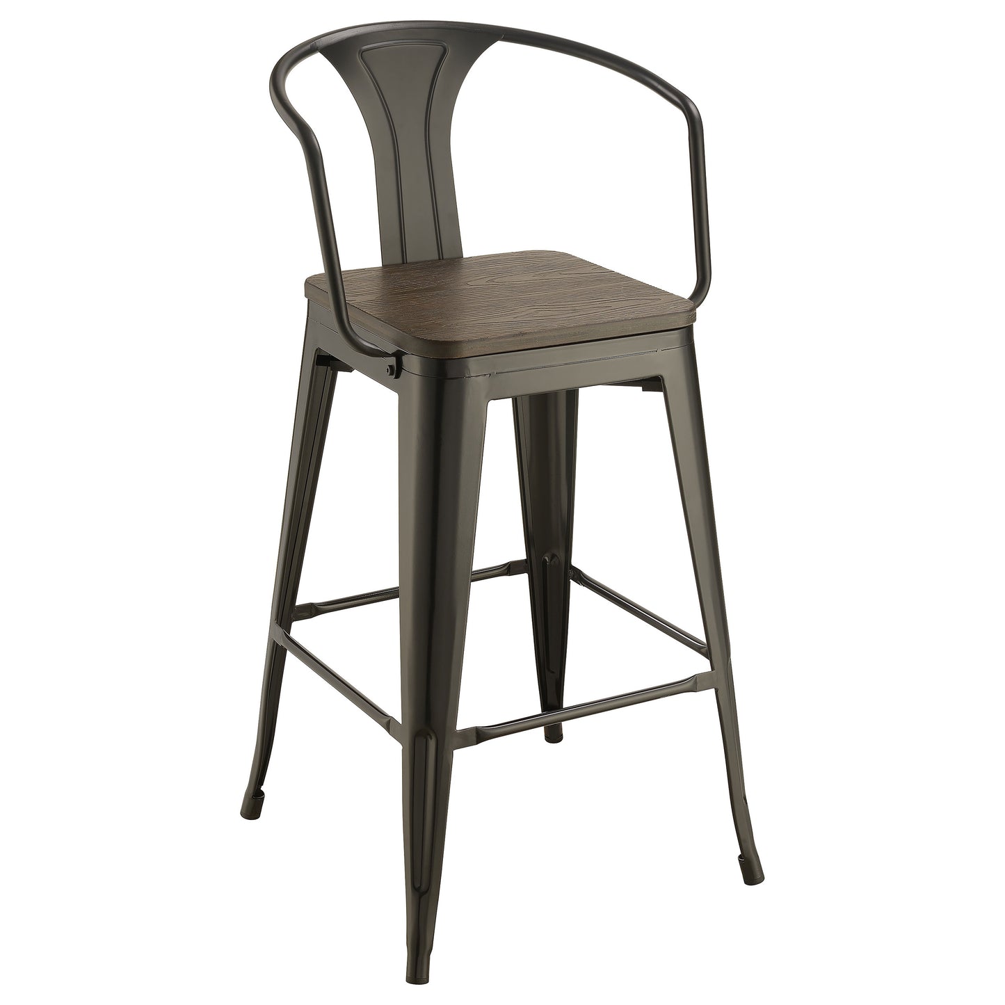 Cavalier Metal Bar Chair Dark Elm and Matte Black (Set of 2)