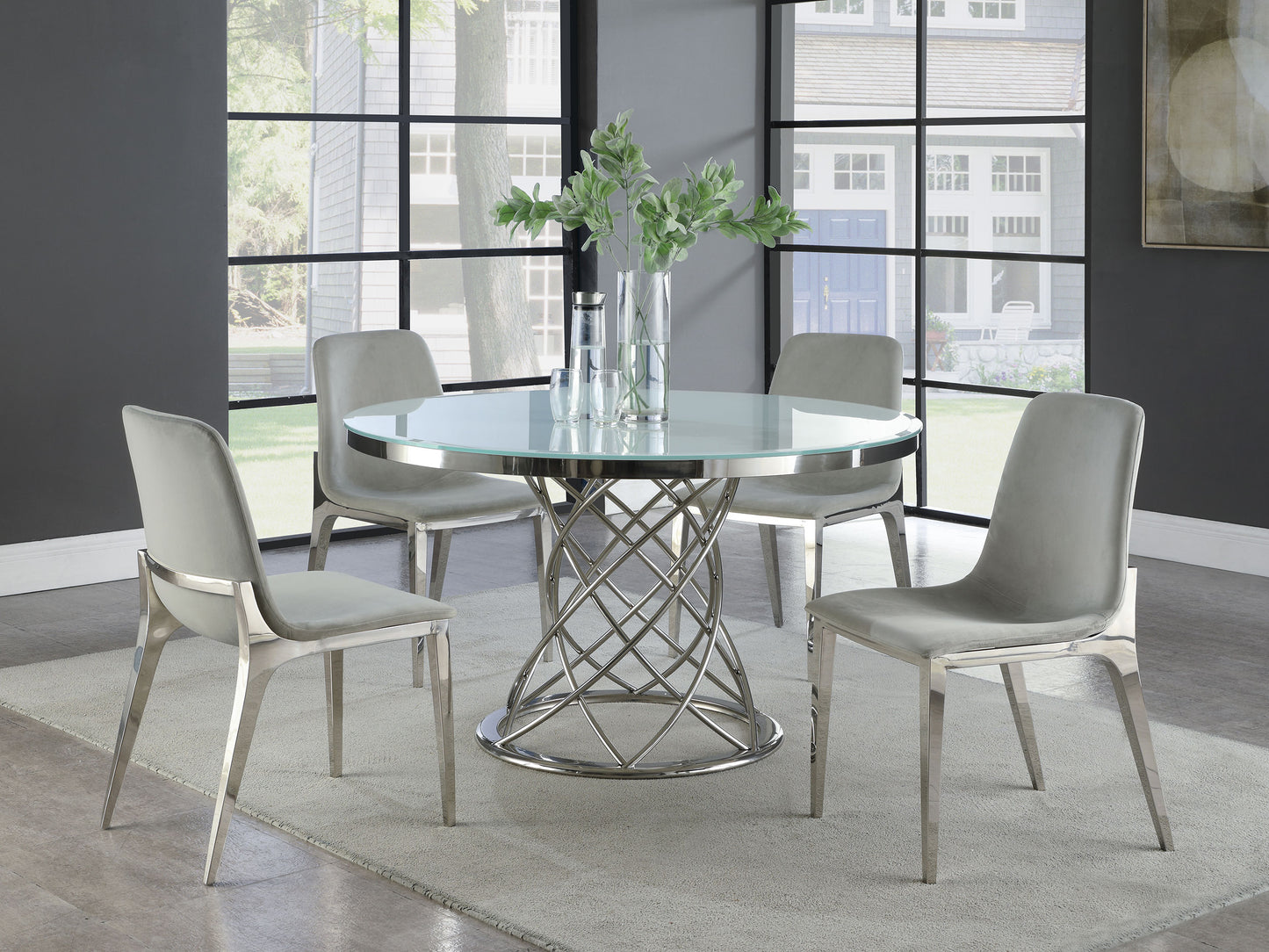 Irene Upholstered Dining Side Chair Light Grey (Set of 4)