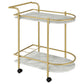 Desiree 2-tier Faux Marble Shelf Metal Bar Cart Gold