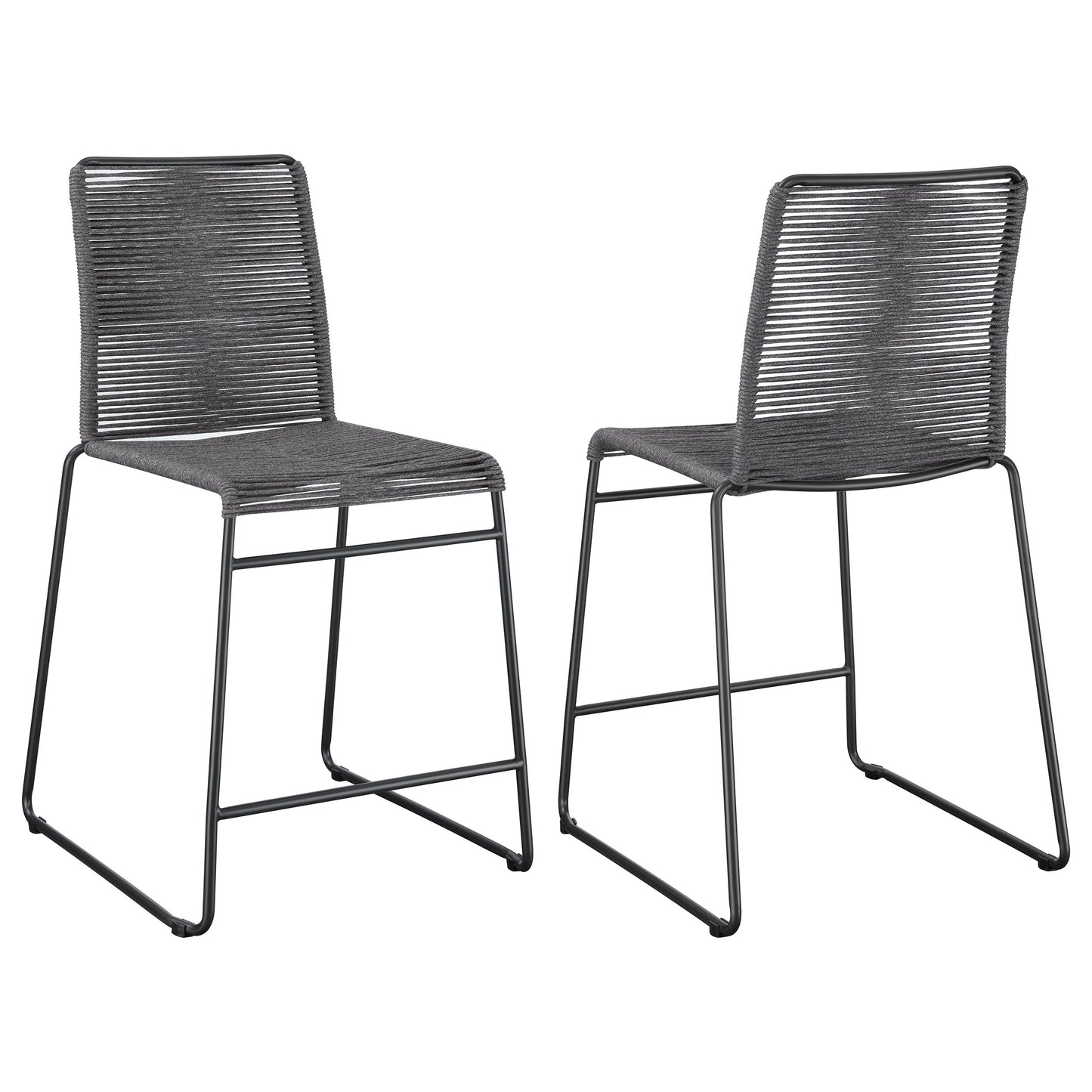 Jerome Woven Rope Metal Counter Chair Charcoal (Set of 2)