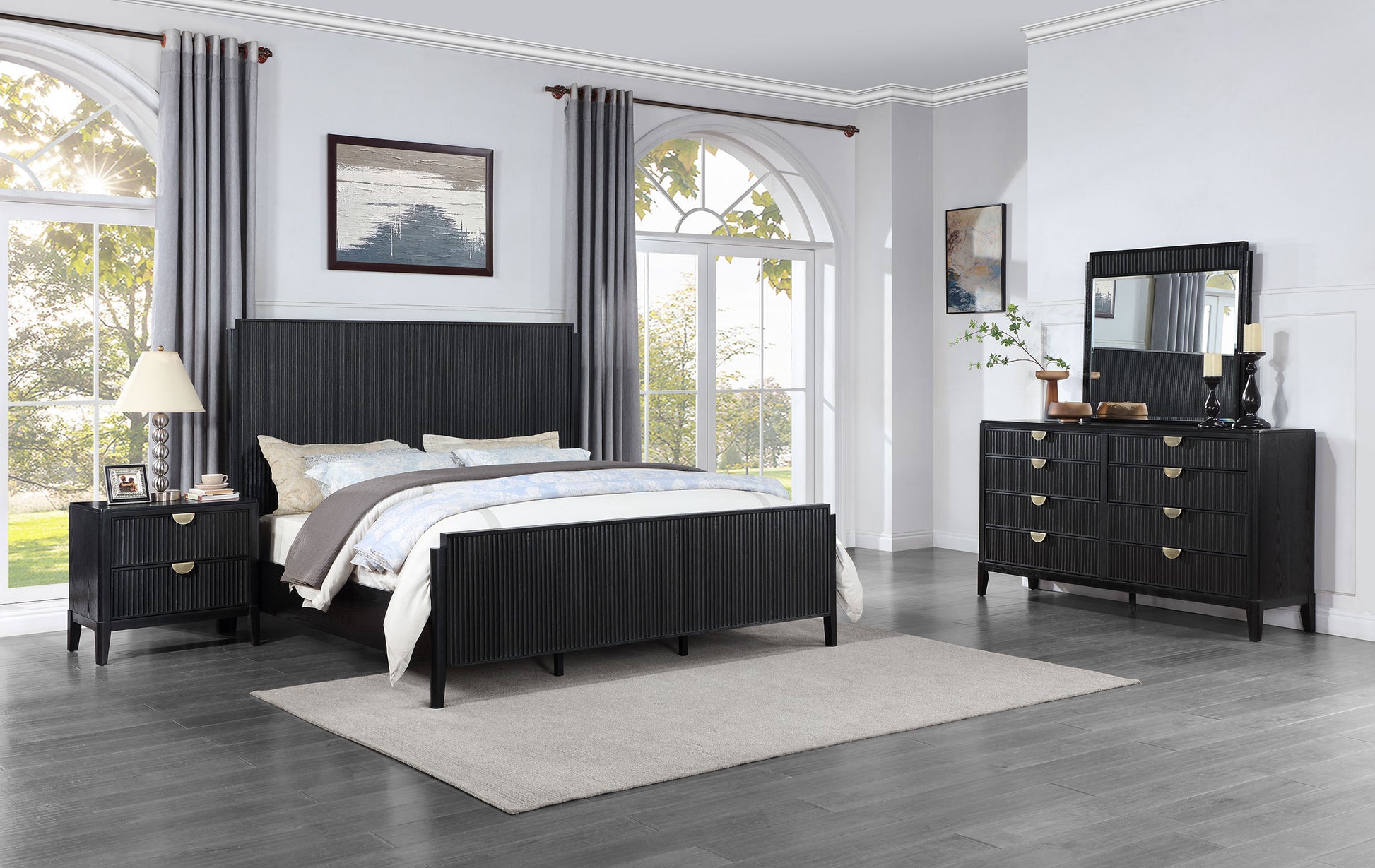 Brookmead 4 piece California King Bedroom Set Black Charlotte s Furniture and Fashion