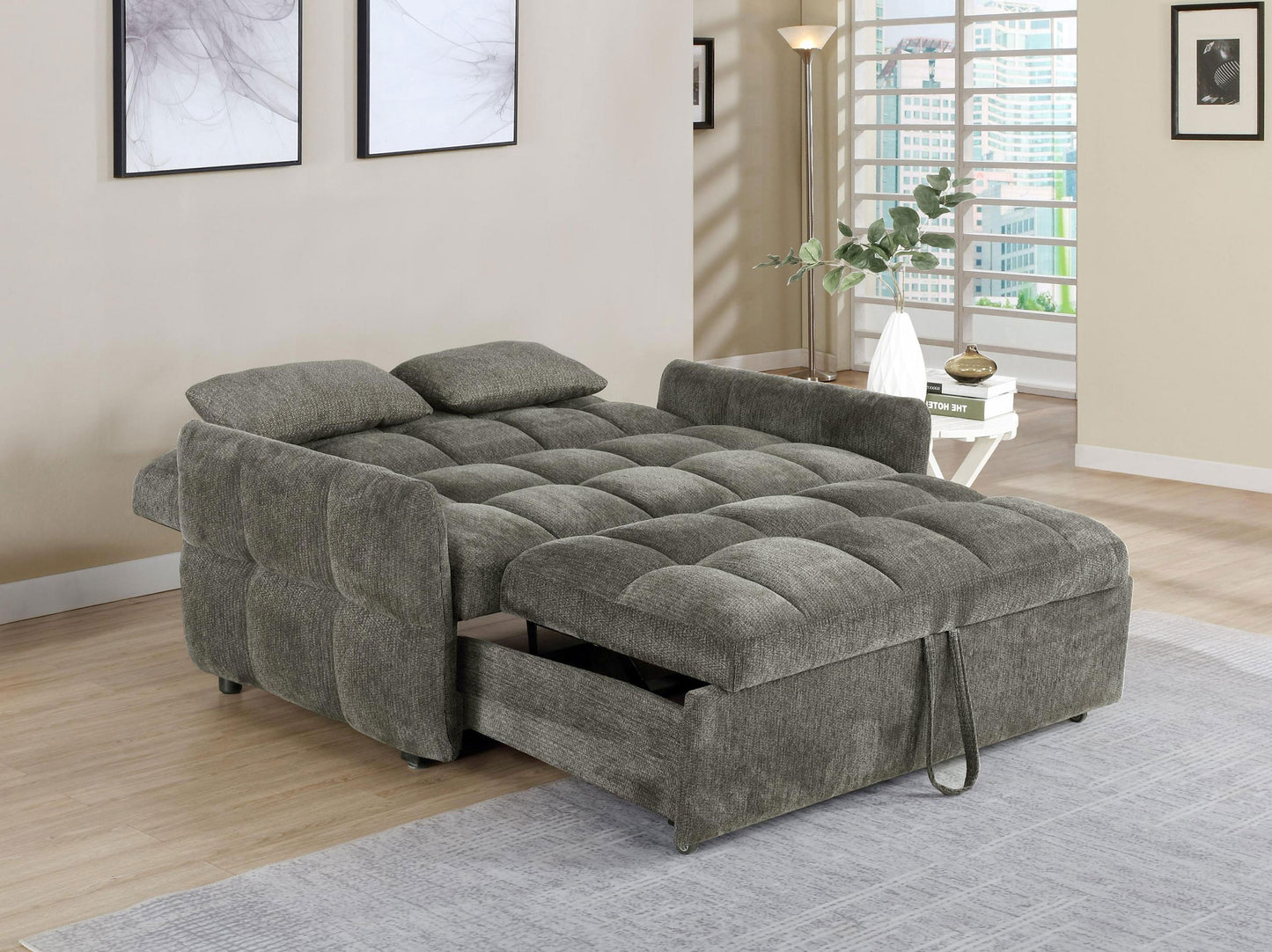 Cotswold Upholstered Convertible Sleeper Sofa Bed Dark Grey