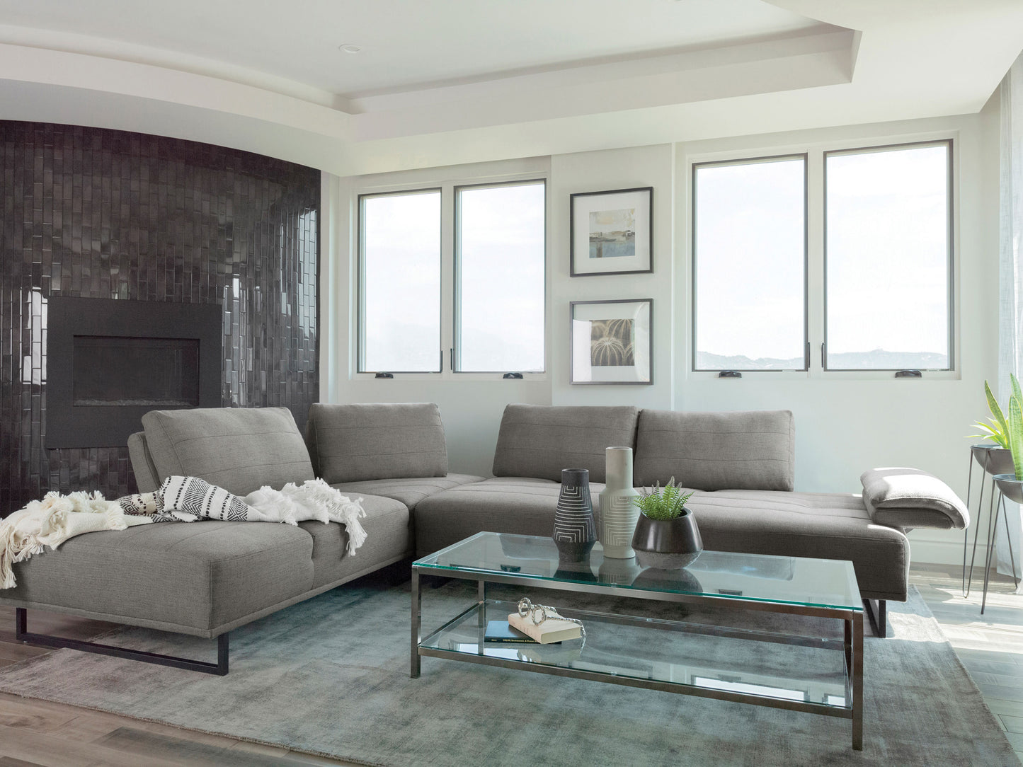 Arden Upholstered Sectional Sofa with Adjustable Back Taupe