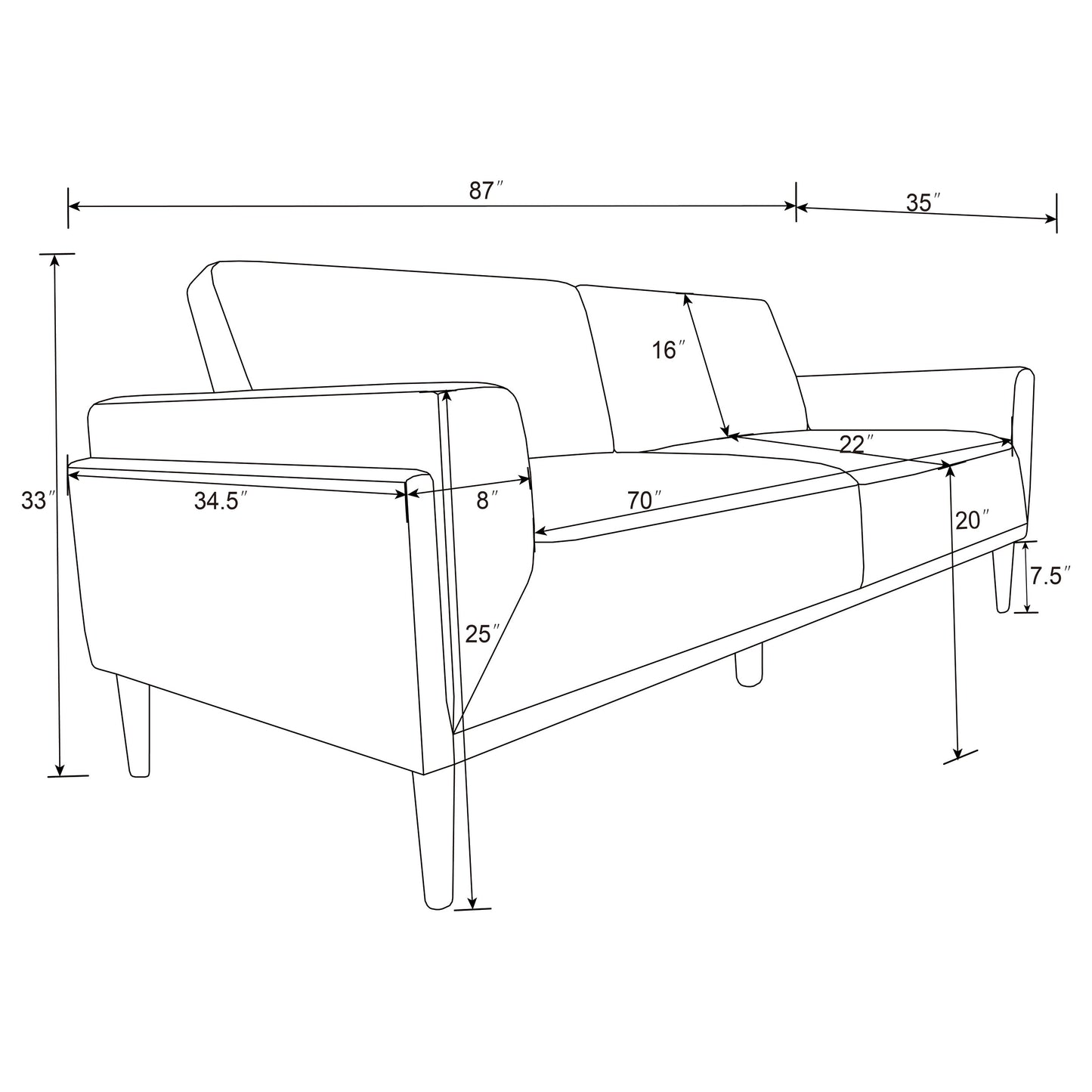 Rilynn Upholstered Track Arm Sofa Brown