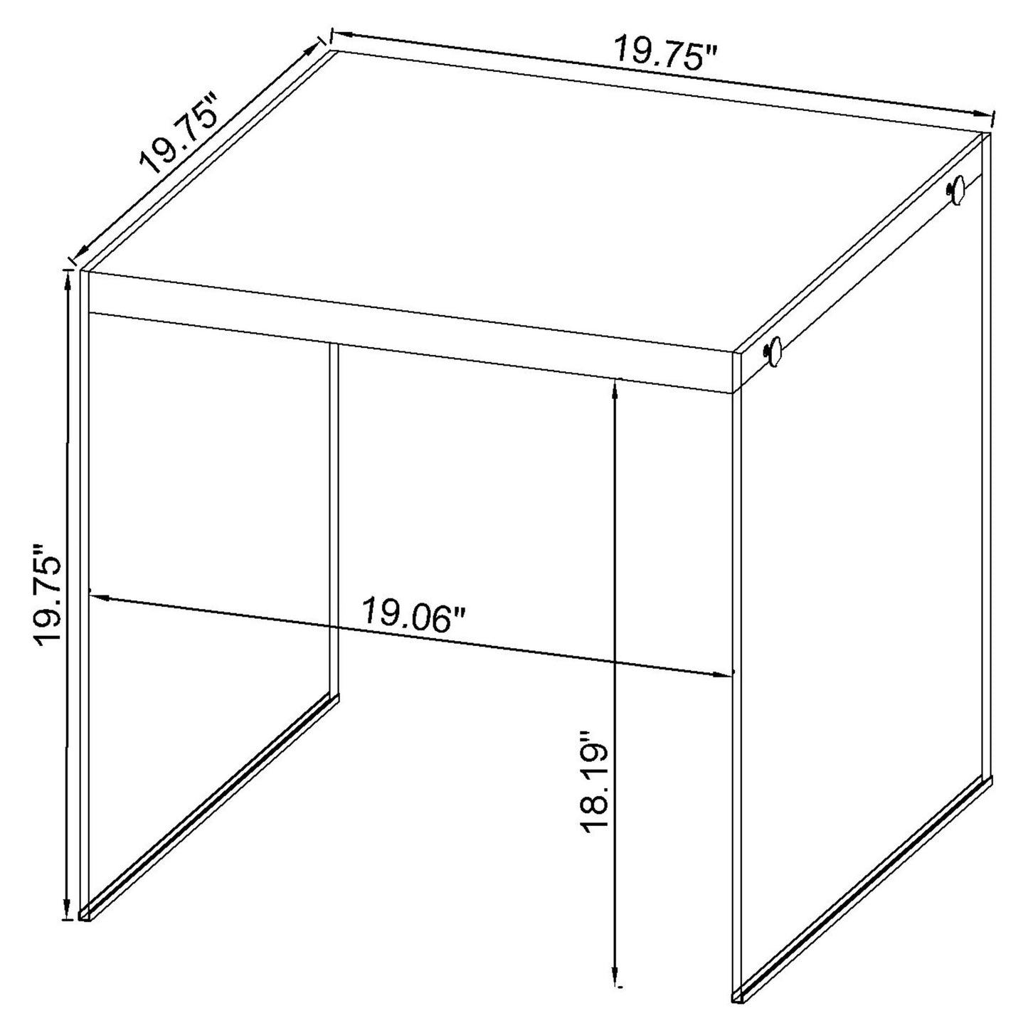 Opal Square Glass Frame Side End Table White High Gloss