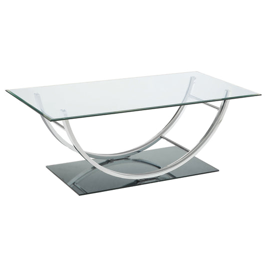 Danville Rectangular U-Shaped Glass Top Coffee Table Chrome