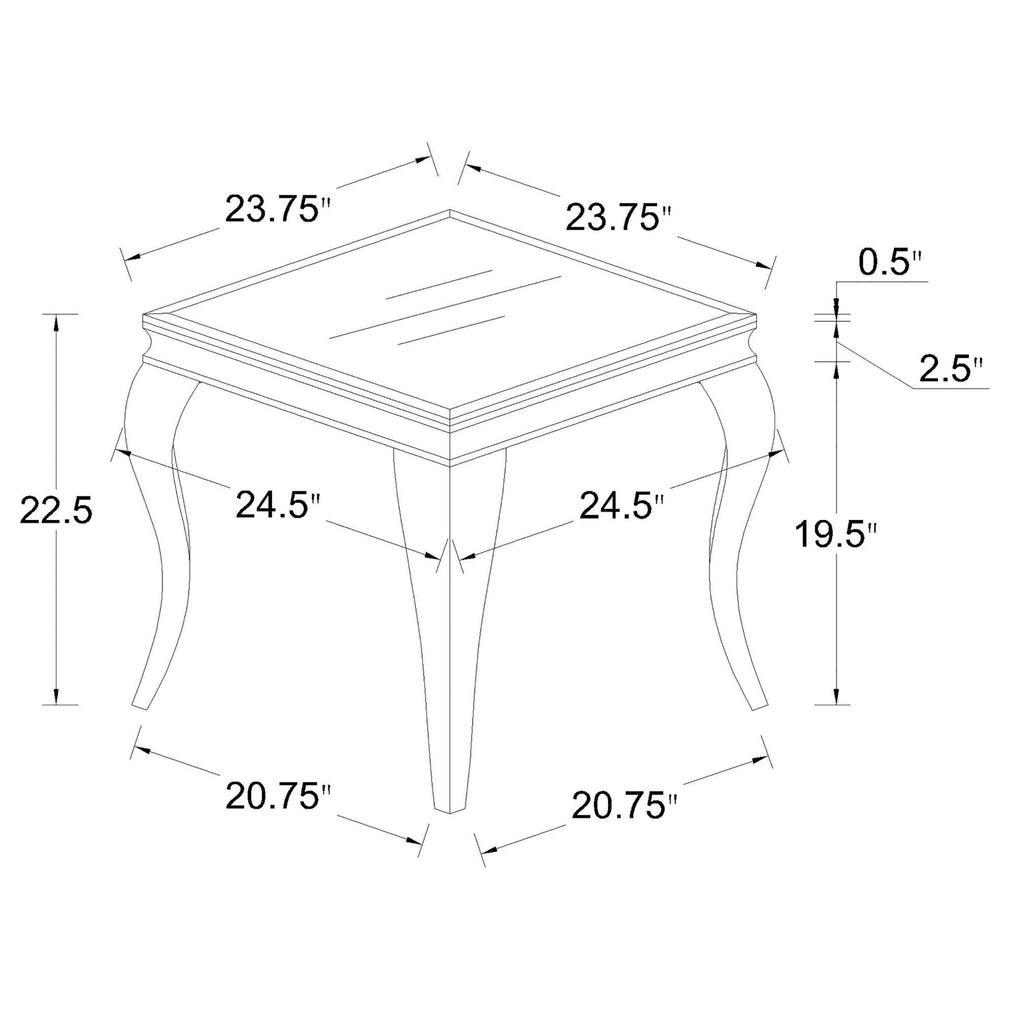 Carone Square End Table Chrome and Black