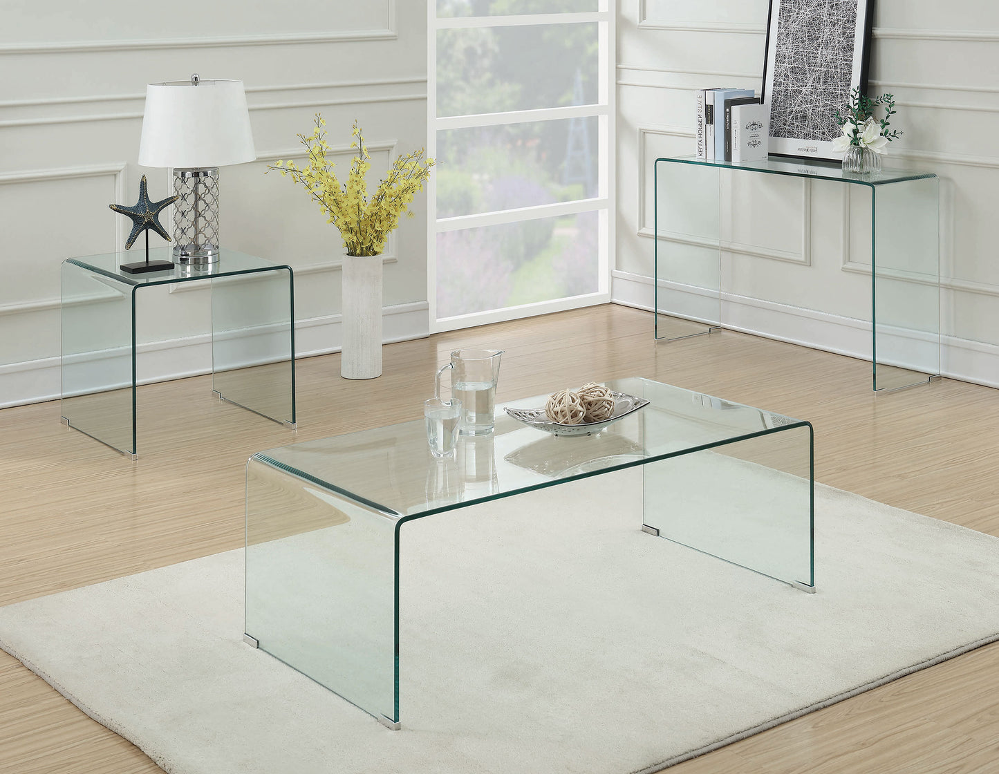 Ripley Rectangular Tempered Bent Glass Coffee Table Clear