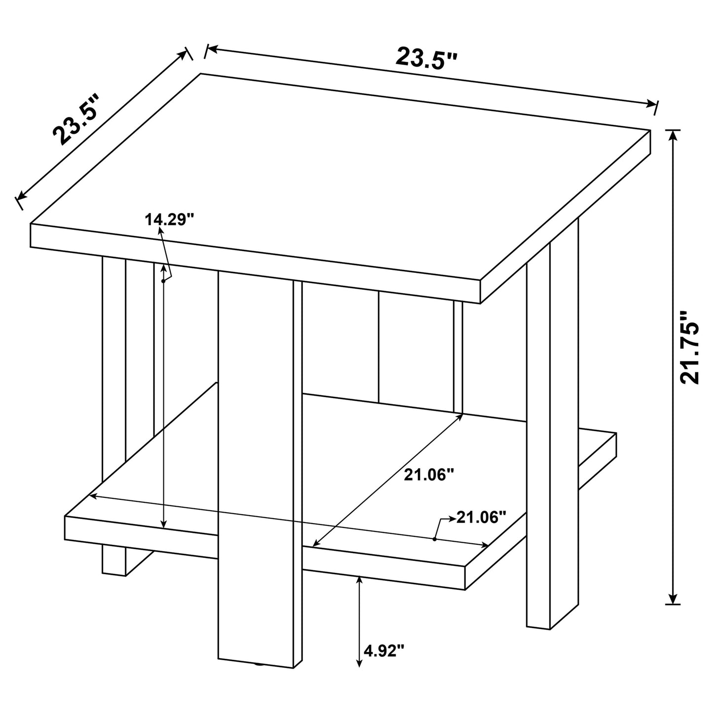 Dawn Square Engineered Wood End Table Mango Brown