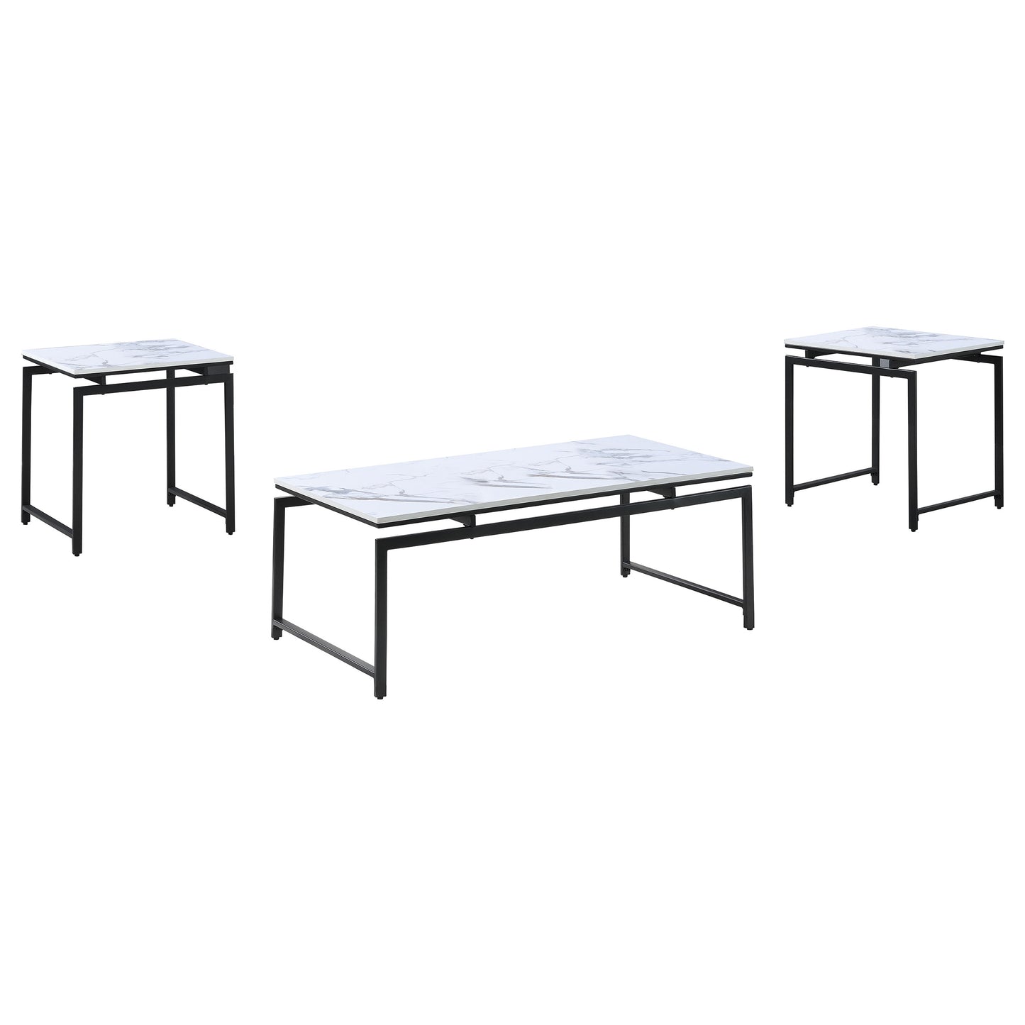 Clark 3-piece Faux Marble Top Coffee Table Set White