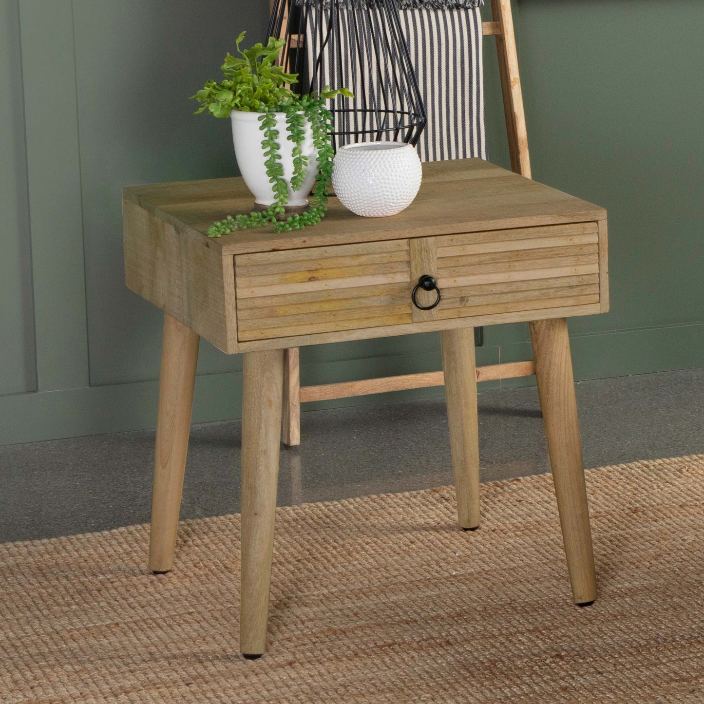 Zabel 1-drawer Square Mango Wood Side End Table Natural