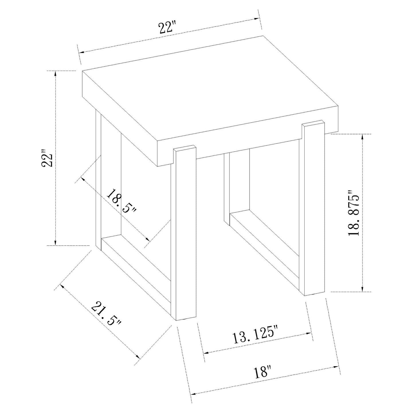 Pala Rectangular End Table White High Gloss and Natural