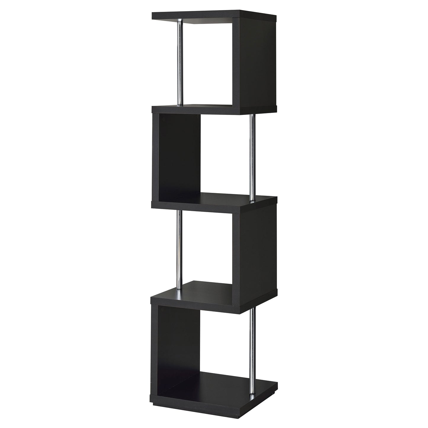 Baxter 67-inch 4-shelf Bookshelf Black and Chrome