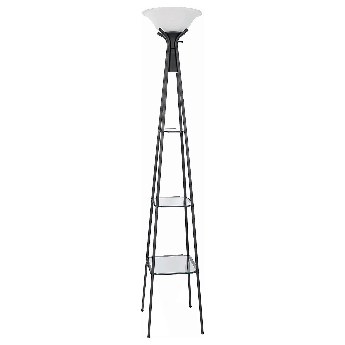 Gianni 70-inch 3-shelf Frosted Torchiere Floor Lamp Black