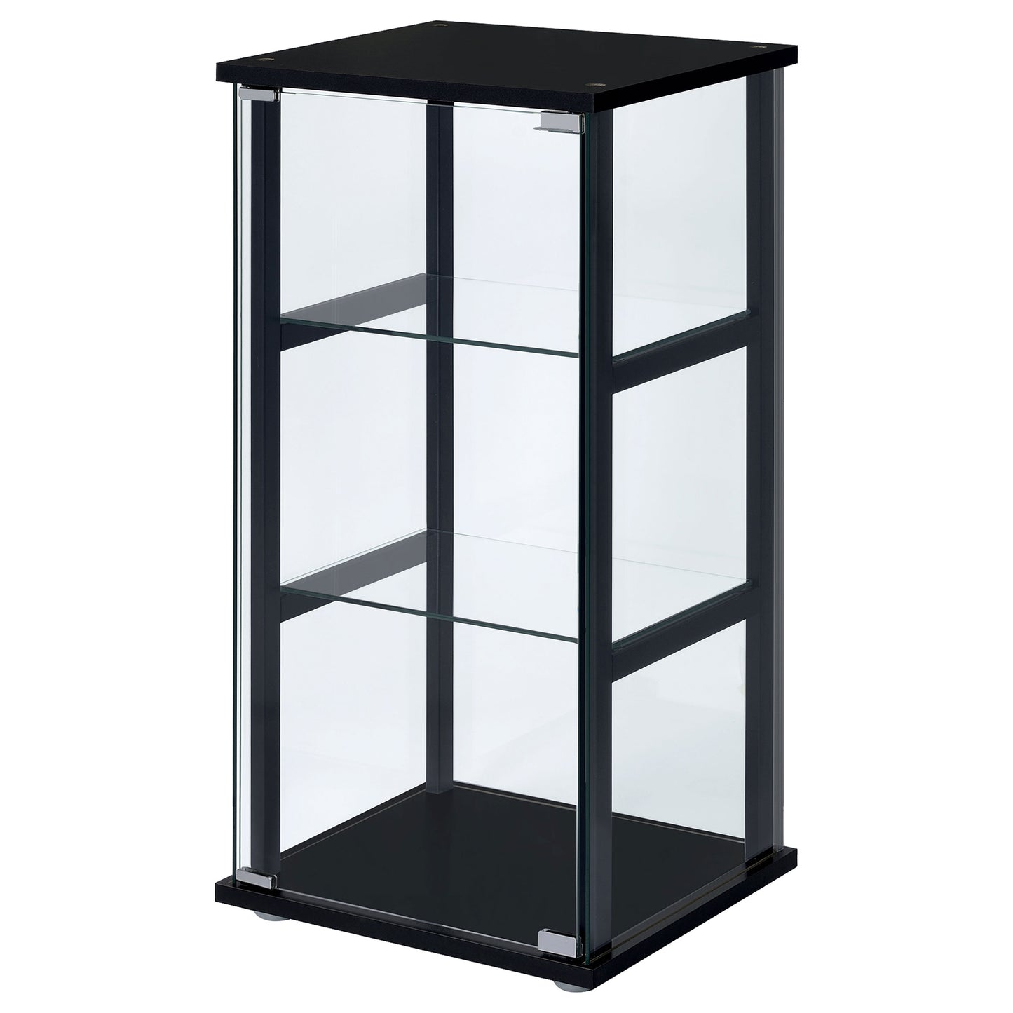 Cyclamen 3-shelf Clear Glass Curio Display Cabinet Black