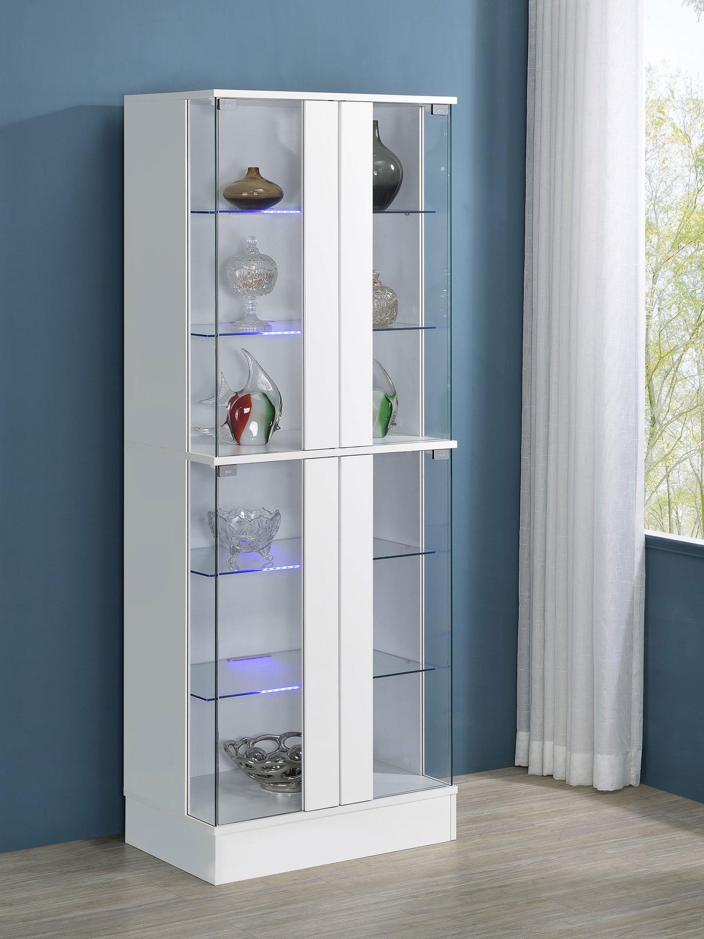 Cabra 4-door LED Curio Display Cabinet White High Gloss