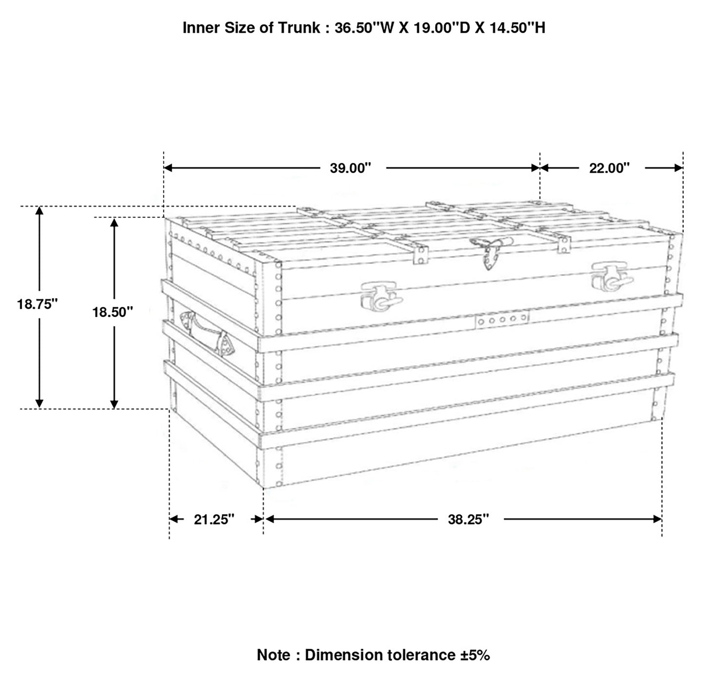 Simmons Wood Storage Trunk Natural and Black